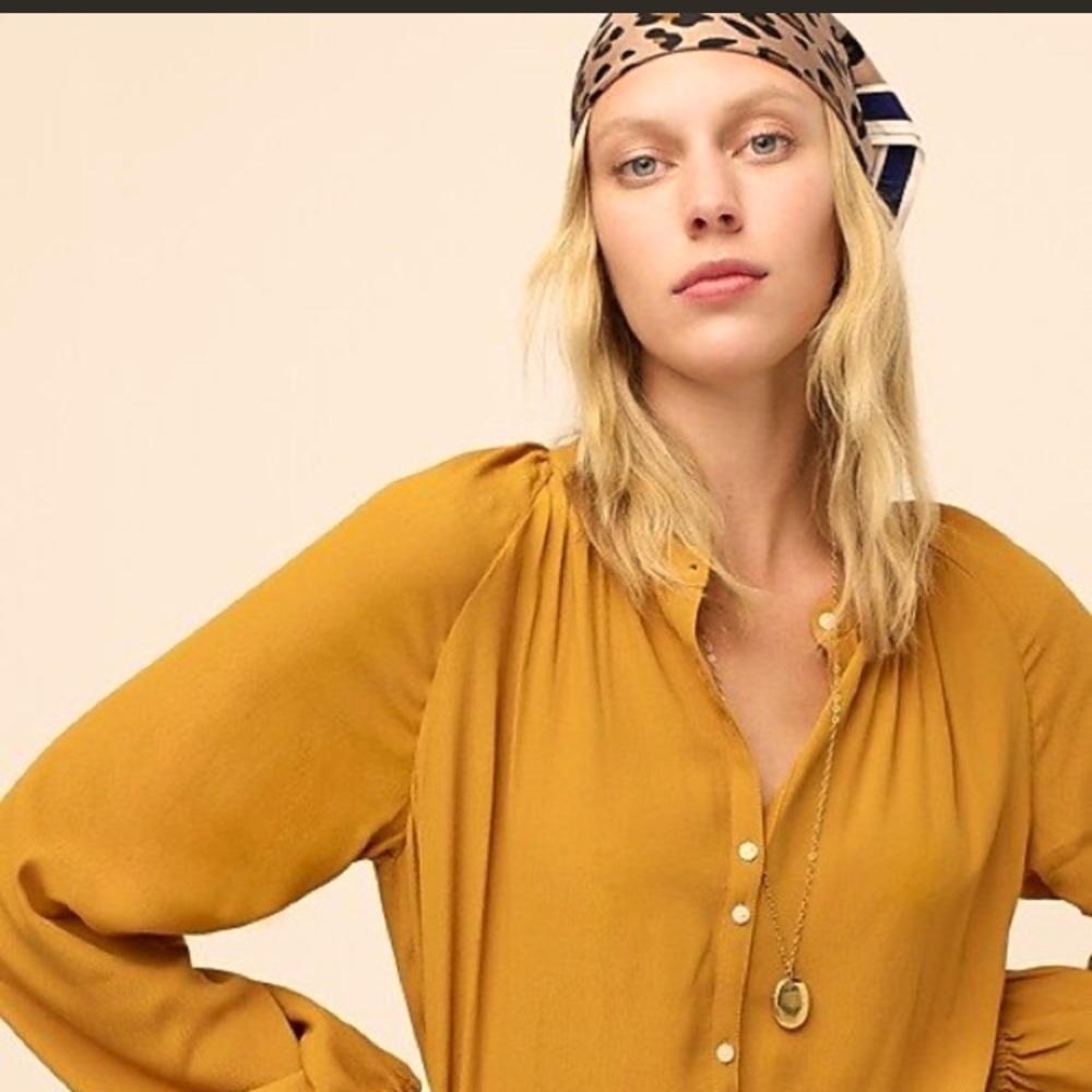 J. Crew Drapey V Neck Popover Tunic Top New With Tags! Beautiful Golden Yellow S